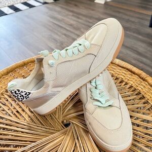 Dolce Vita Cream Sneakers with Animal Print Accent
